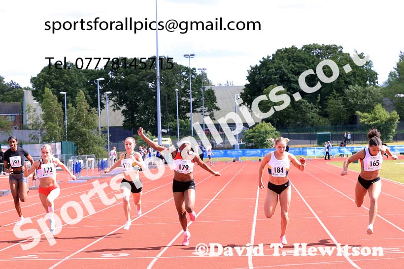 Senior Womens 100 metres, 2024 Northern Senior and Under-20s Track and Field Champs, Middlesbrough.  Photo: David T. Hewitson/Sports for All Pics